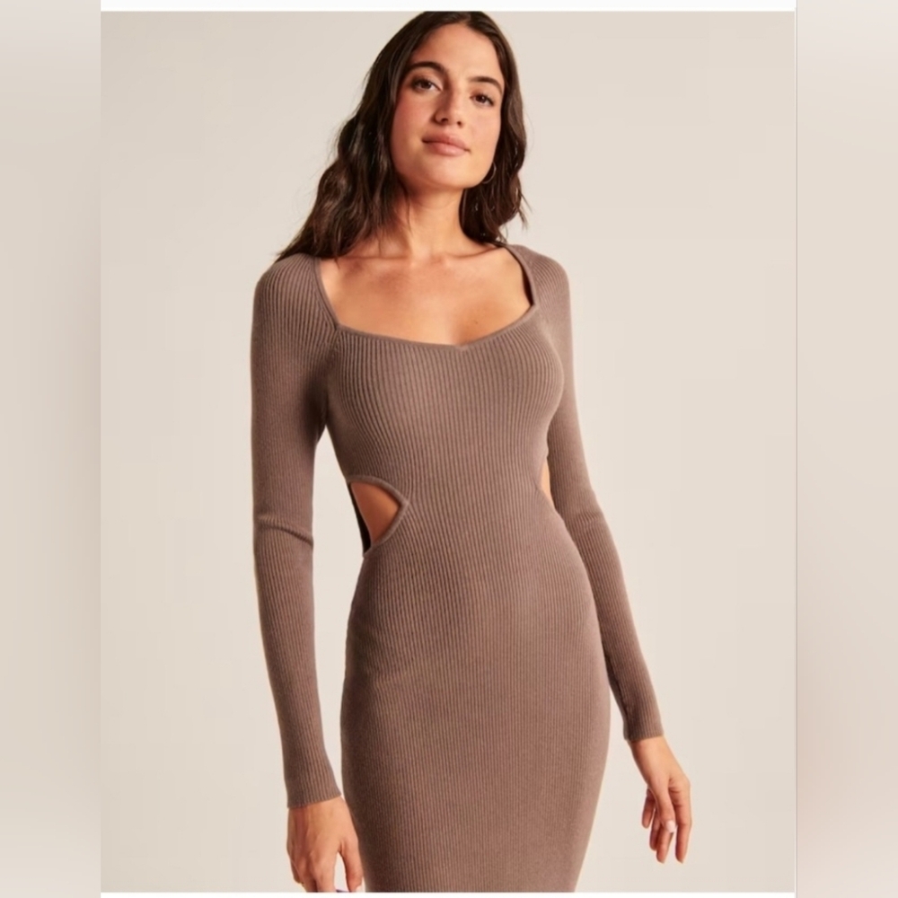 EUC Abercrombie & Fitch Knit Ribbed Cutout Sweater Dress - Picture 11 of 13